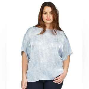 MICHAEL KORS PETAL PRINT BLUE TOP